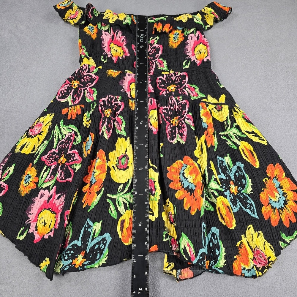 Urban Outfitters Dress Womens Large Black Floral Off Shoulder Smocked Sundress - Picture 4 of 9